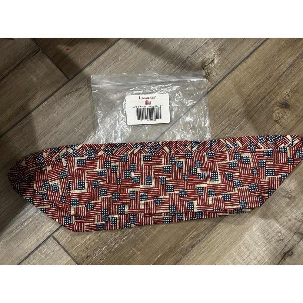 Longaberger Pantry Small Gathering Basket Liner Old Glory flag NEW stand up